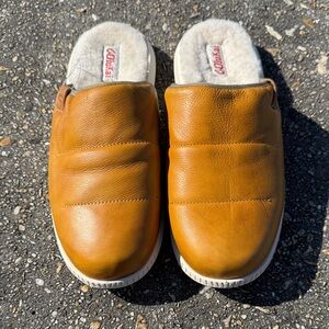 OluKai Tan Leather Loafers